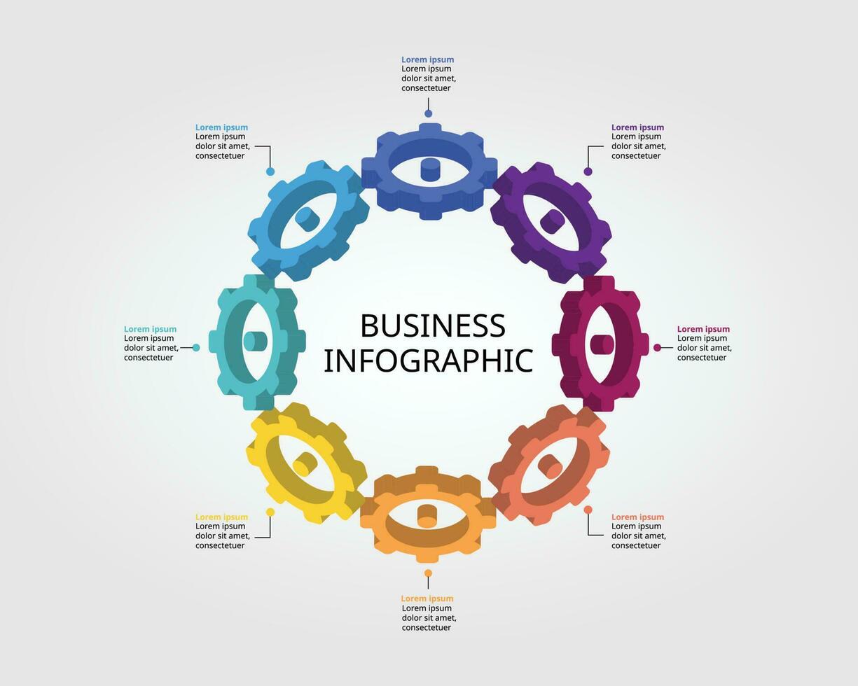 cog element for system template for infographic for presentation for 8 element vector