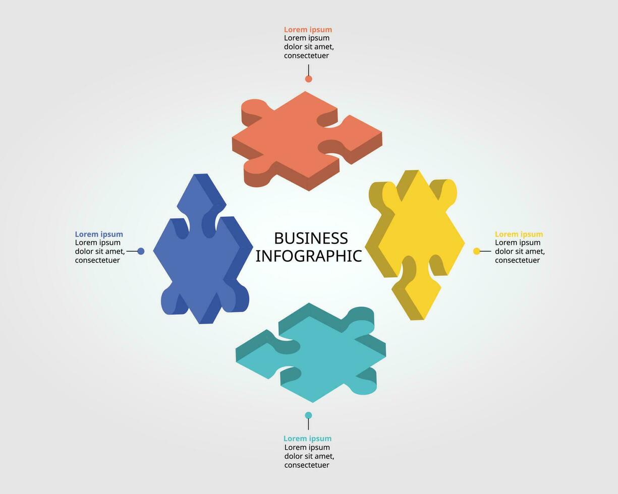 jigsaw puzzle connection template for infographic for presentation for 4 element vector