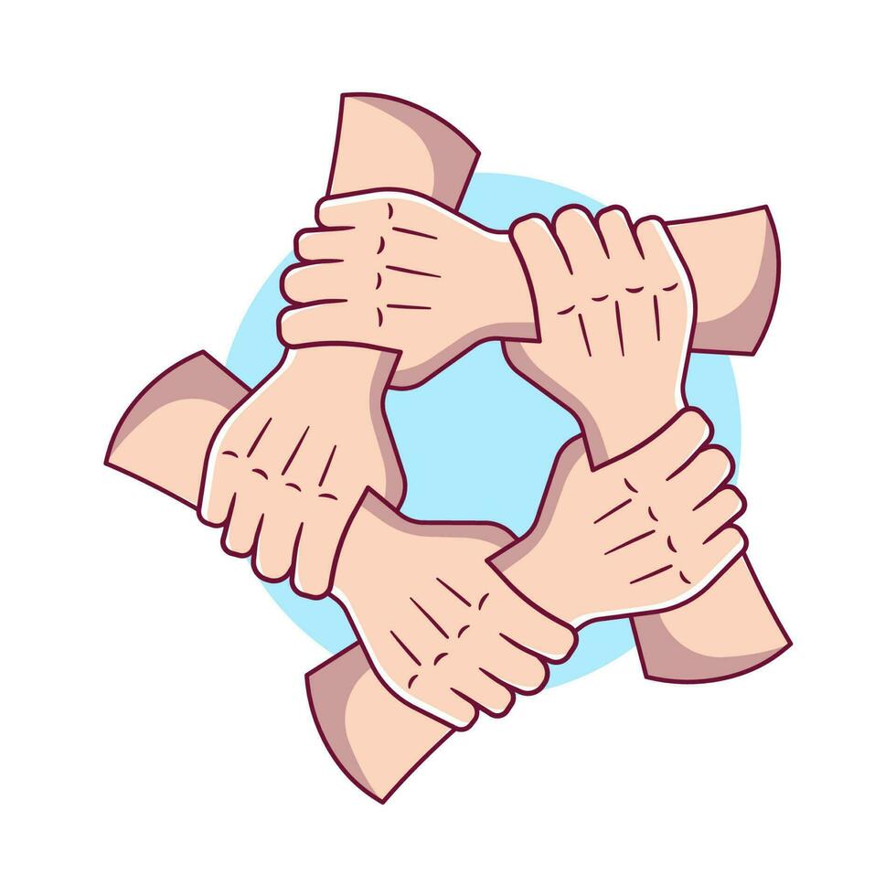 Illustration ring of hands teamwork vector