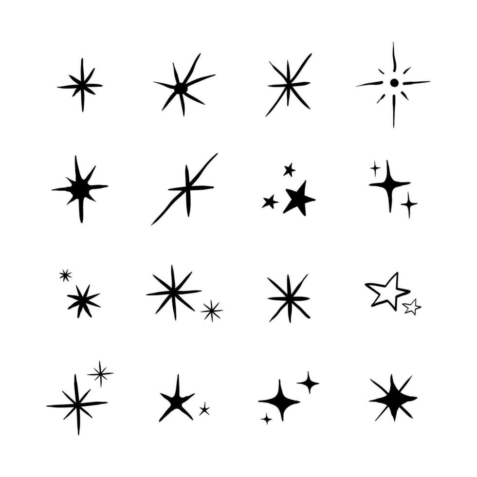 Hand drawn sparkling stars vector