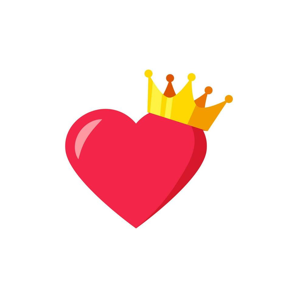 crowned heart vector isolated on white background