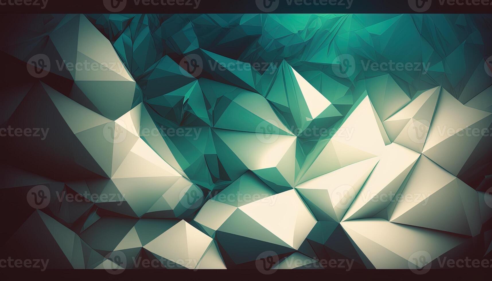Polygonal high resolution pattern for background, white and teal and green flares. Abstract hexagonal polygonal low poly triangular high resolution futuristic green energetic background photo