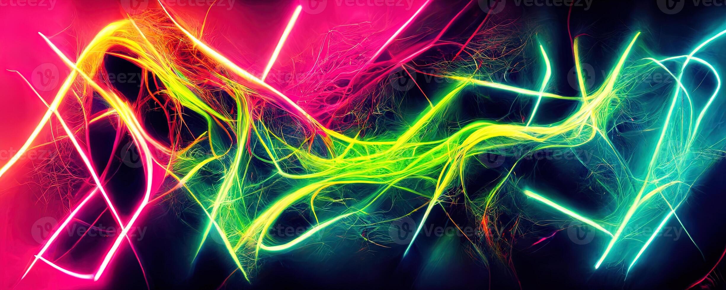 illustration of gaming background abstract, cyberpunk style of gamer wallpaper, neon glow light of sci-fi. Glowing iridescent neon lights for both light and dark backgrounds. photo