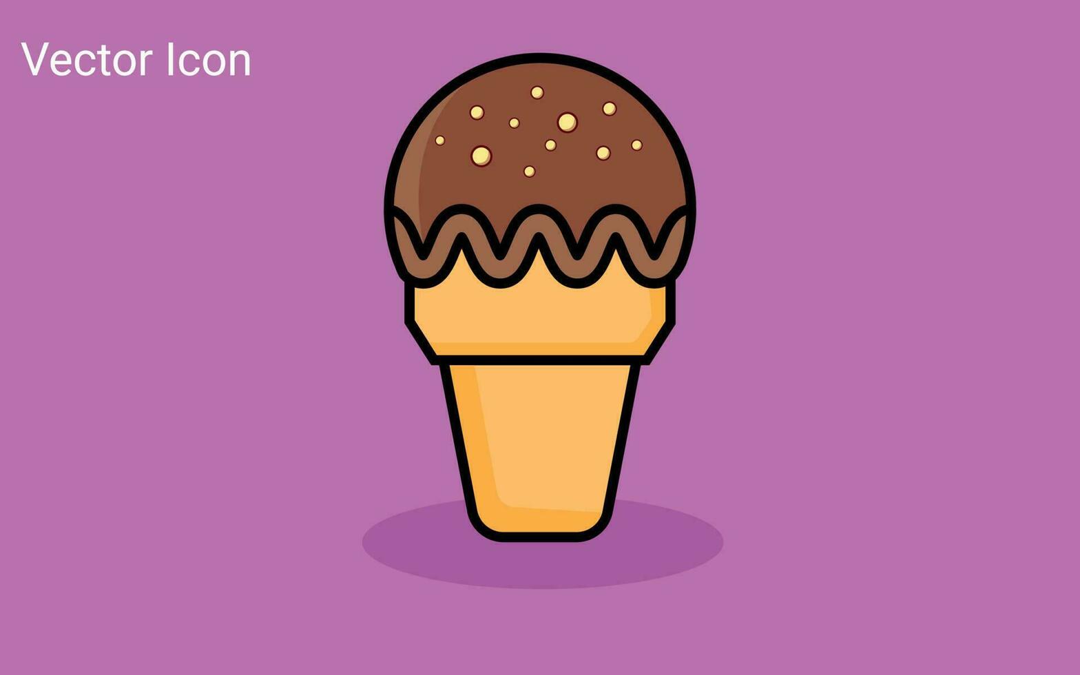 derritiendo bolas de helado en el cono de gofre aislado sobre fondo rosa. icono de contorno plano vectorial. personaje cómico en la ilustración de estilo de dibujos animados para el diseño de la camiseta vector