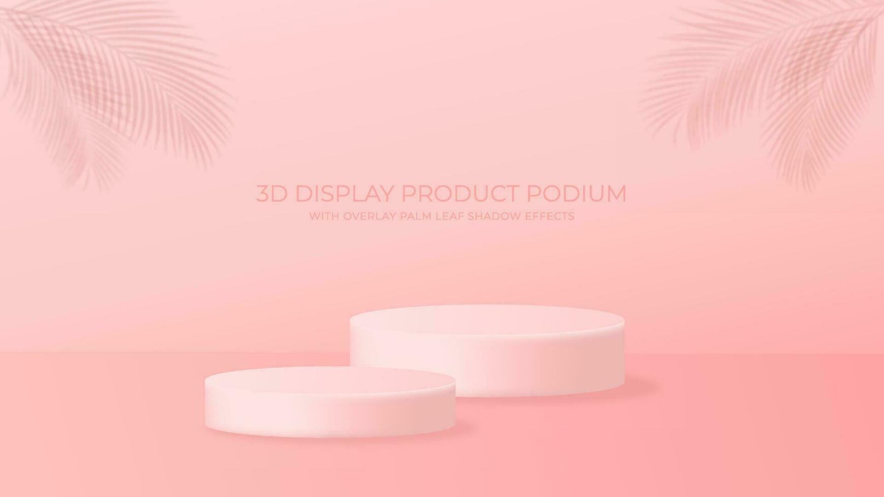 3D Display Product Podium Platform Decorated With Overlay Palm Leaf Shadow Effects. Suitable for Display Promotion Product Fashion, Cosmetic, Beauty, Women, etc. vector