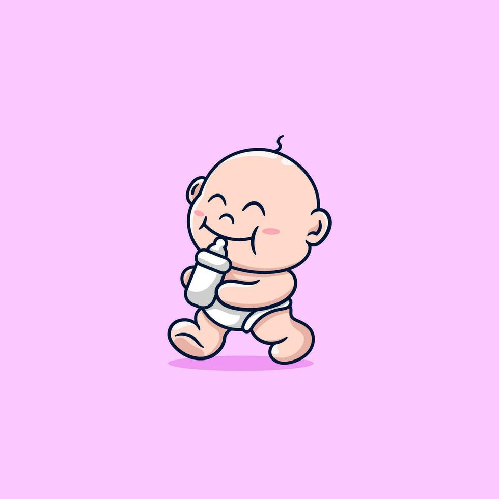 linda bebé Bebiendo Leche dibujos animados vector