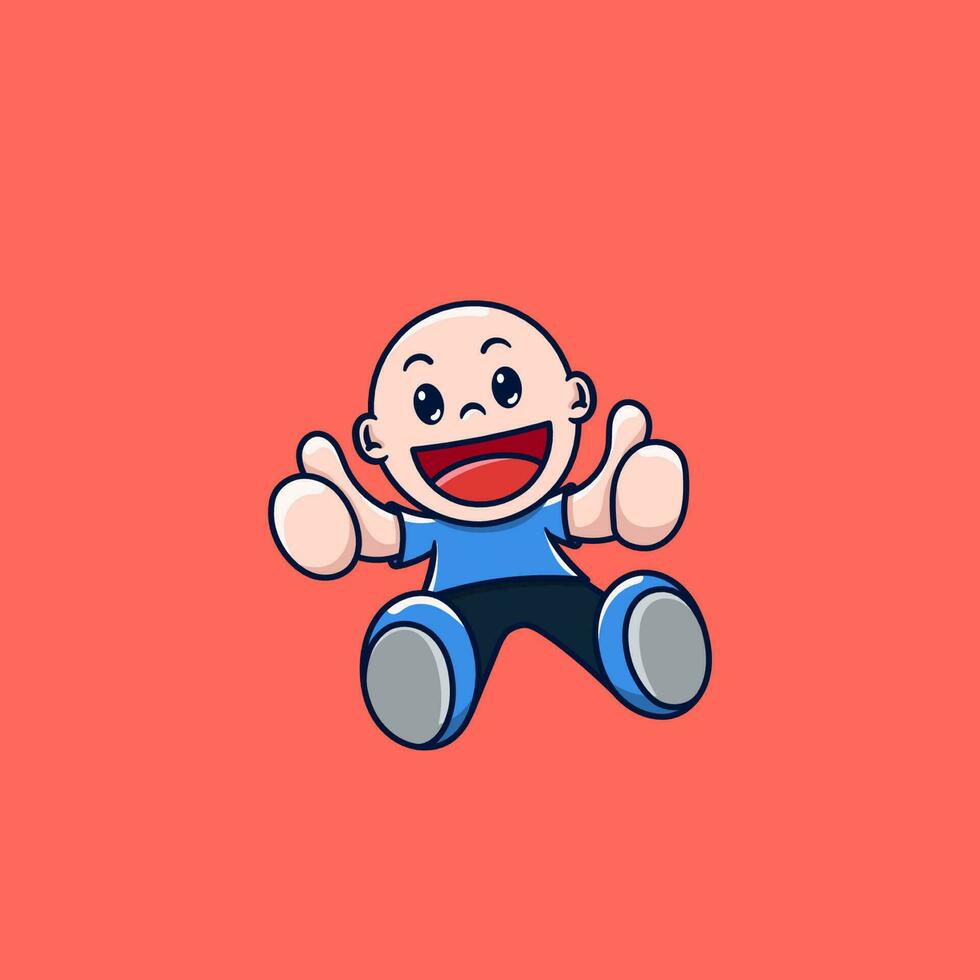 cute boy give thumb up cartoon vector