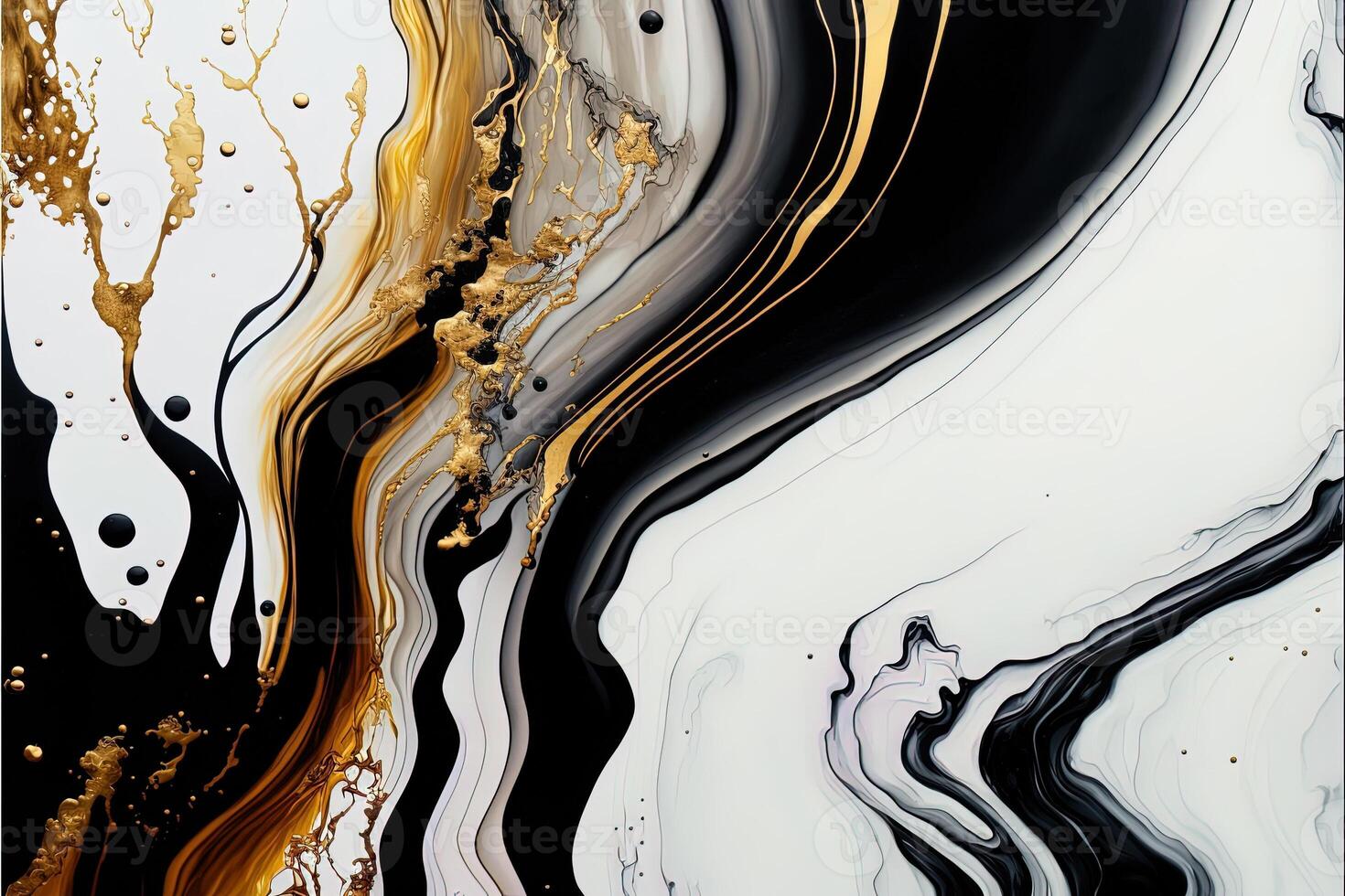 Marble ink abstract art from exquisite original painting for abstract background, color white, gold, black. Painting was painted on high quality paper texture to create smooth background photo