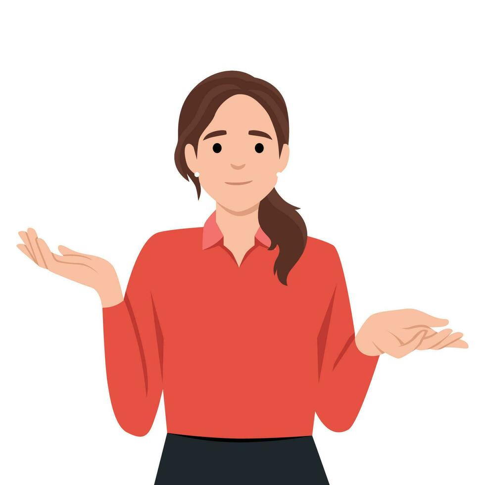 Young woman and question mark. Frequently Asked Questions Concept. vector