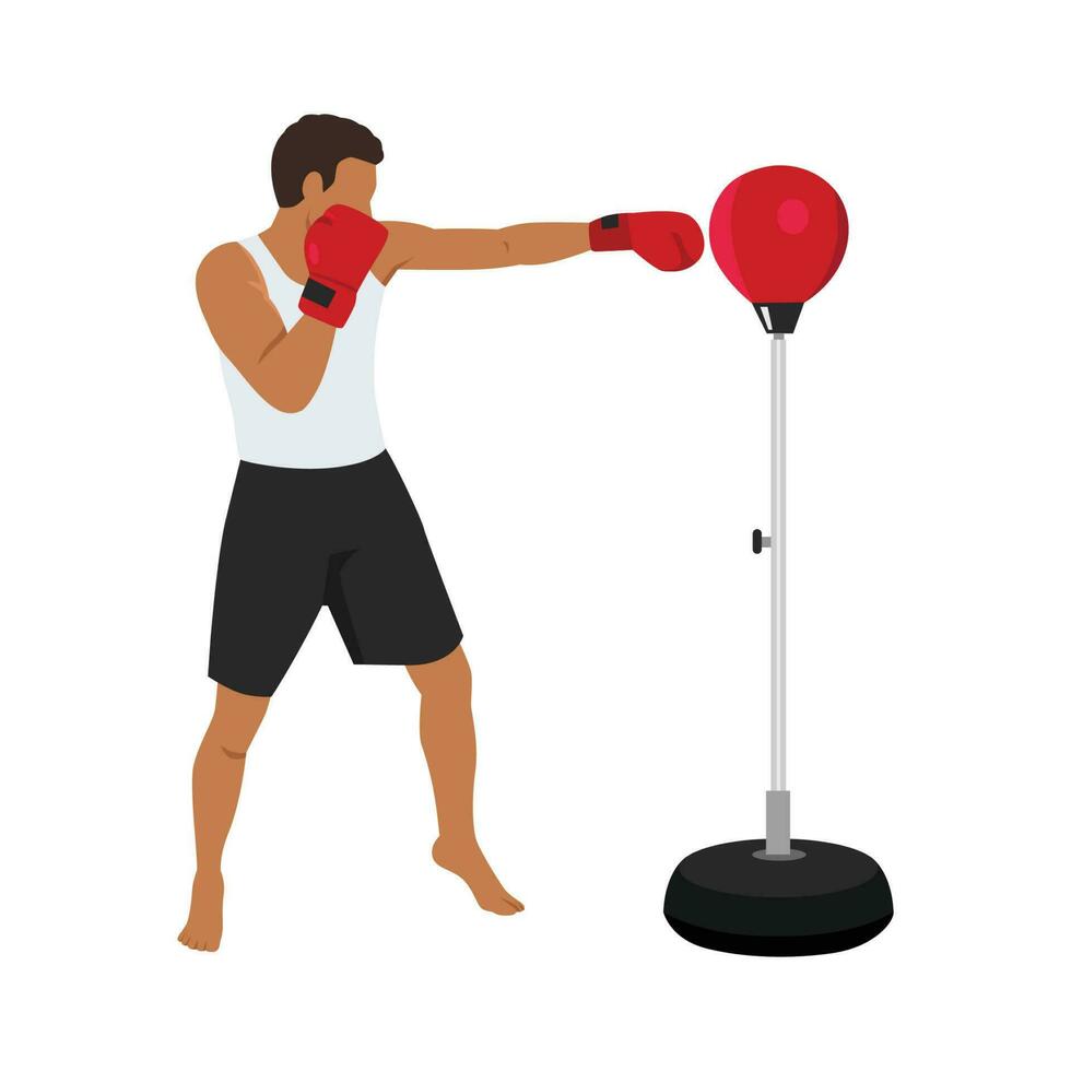 punching bag with stand and boxing gloves , reflex punching bag. vector