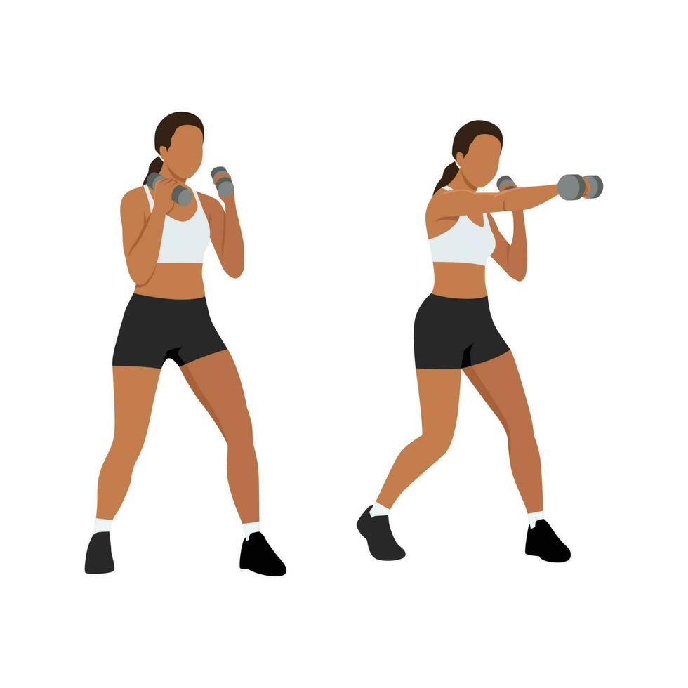 Young woman doing punching exercises. Fitness woman working on martial