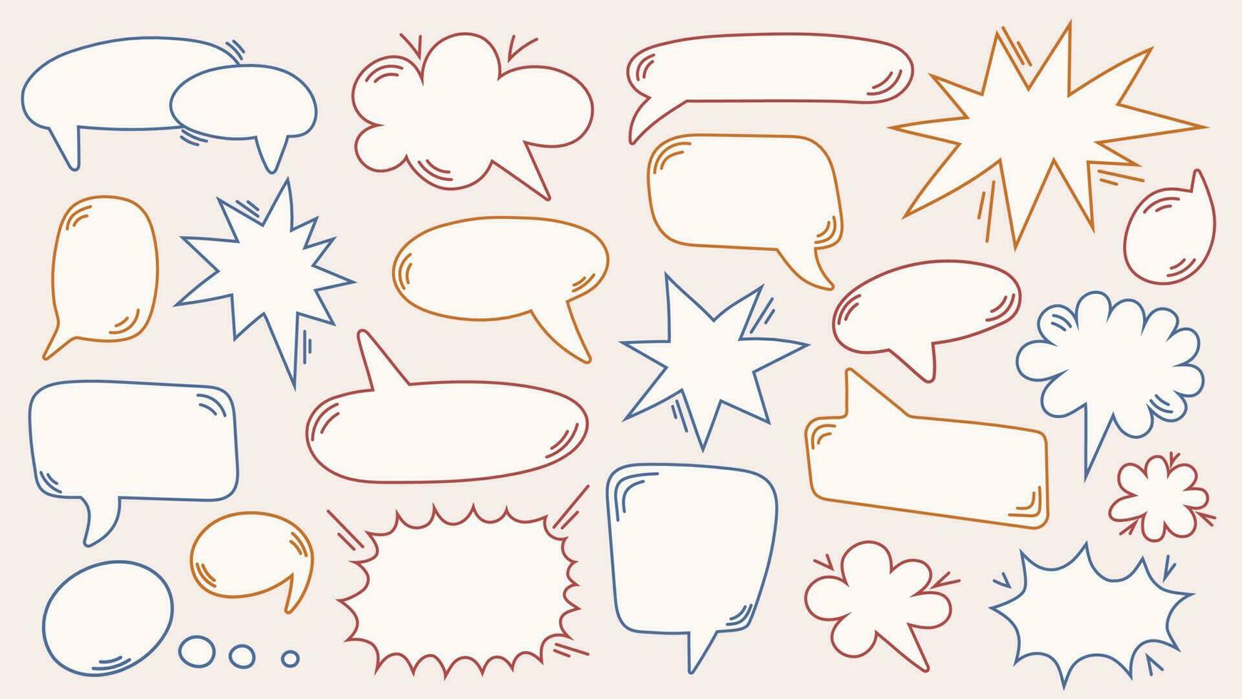 Set of speech bubbles. Outline text bubbles, comic speech bubble