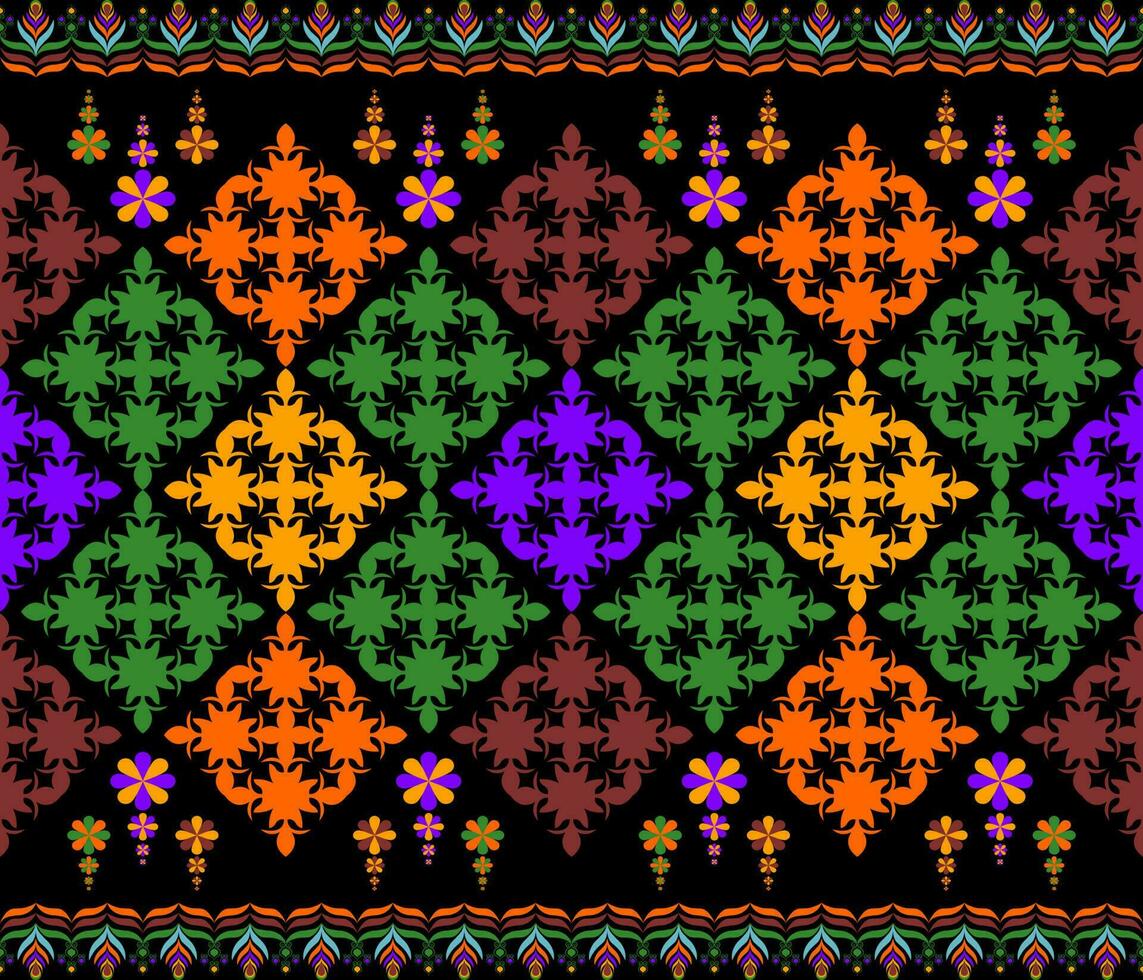 Ethnic folk geometric seamless pattern in colorful vector