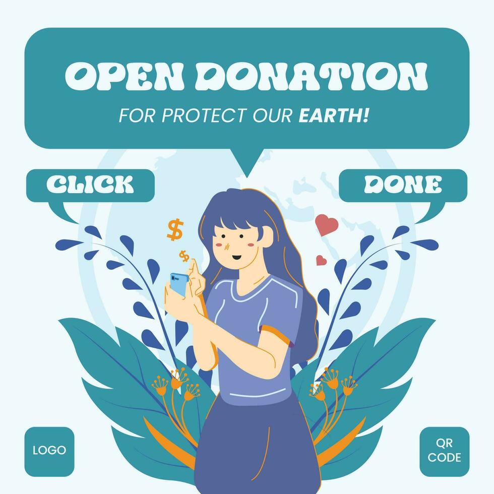 Open Donation of the protect our earth template. Vector illustration.