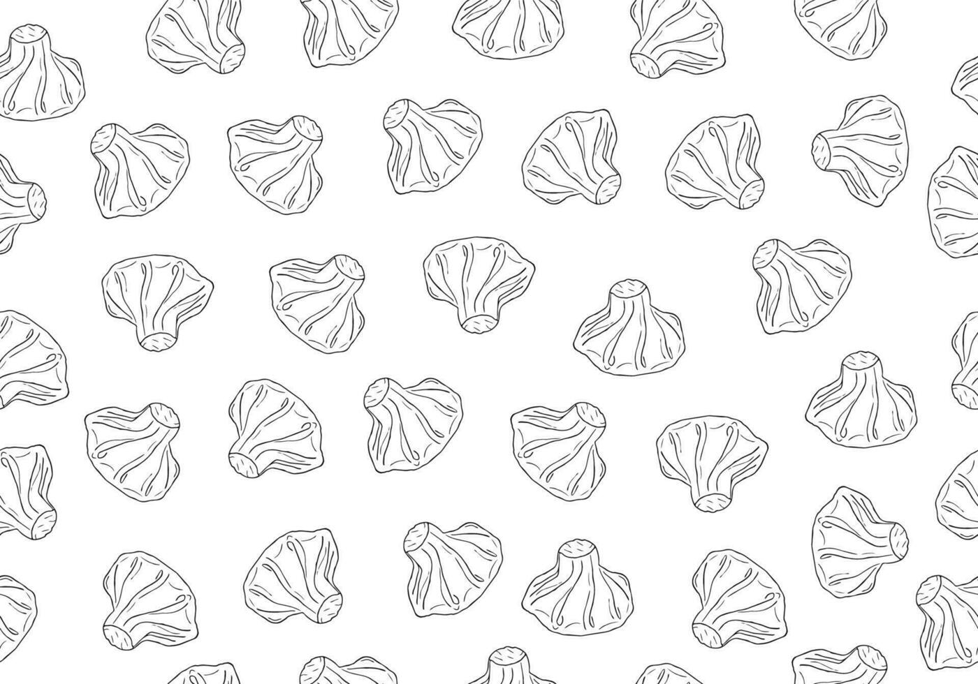 Khinkali seamless pattern. Beautiful vector doodle seamless pattern with khinkali. Suitable for wallpapers, web page backgrounds, surface textures, textiles.