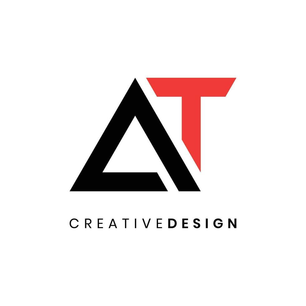 Modern abstract letter AT logo design vector