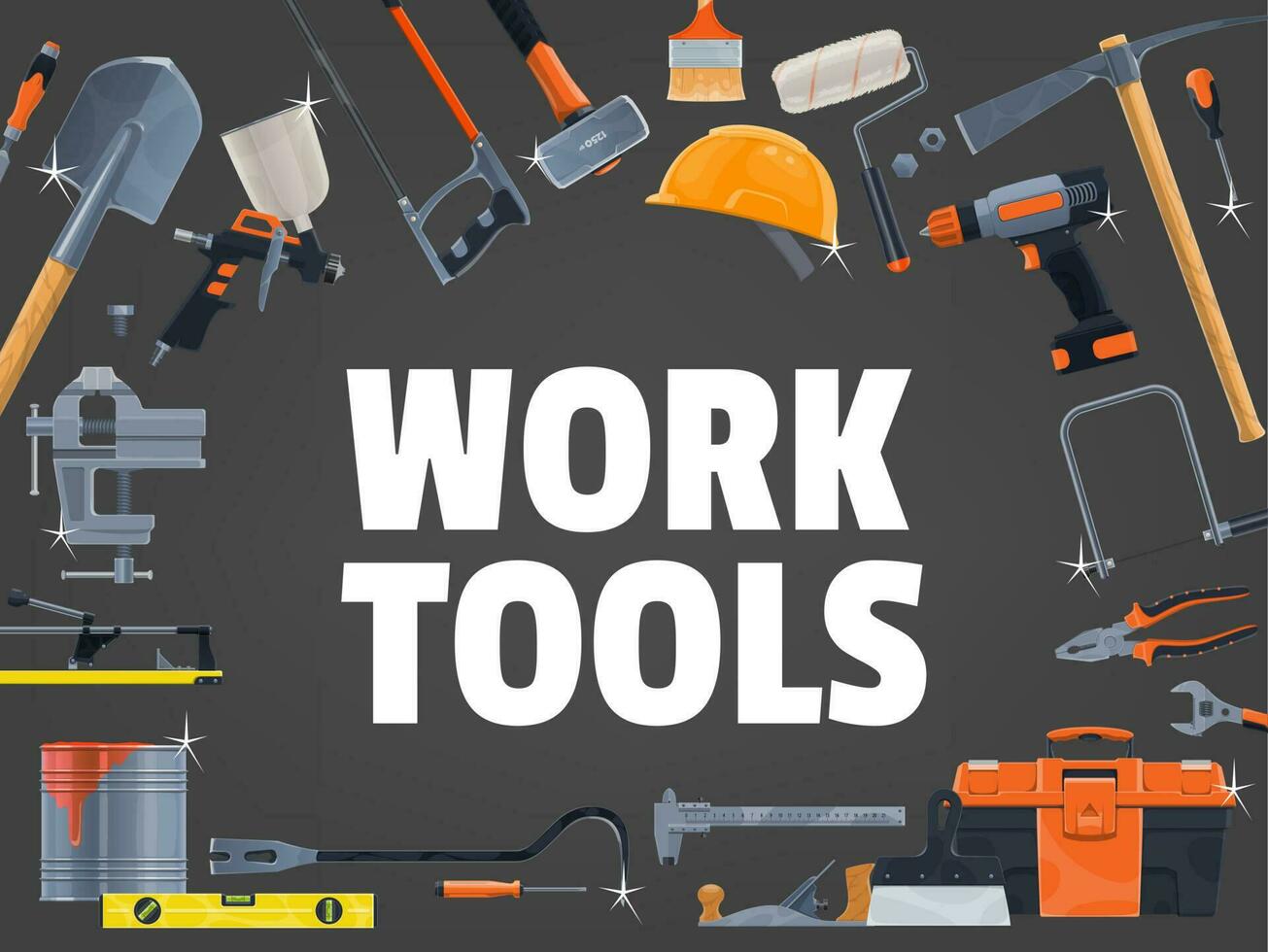 Work tools and equipment toolbox, construction vector