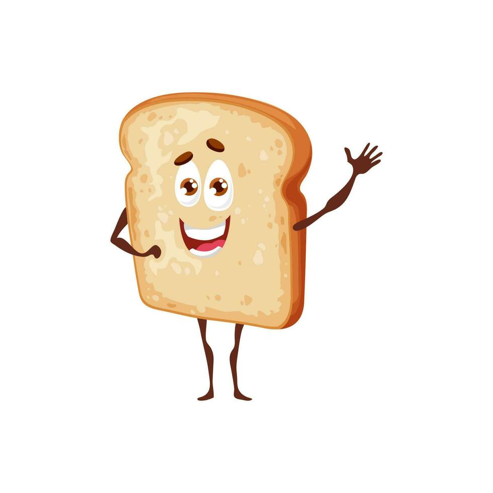 Cartoon thin bread toast smiling vector character