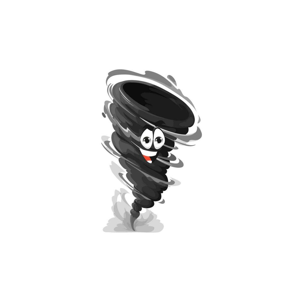 Cartoon tornado character, funny vector storm