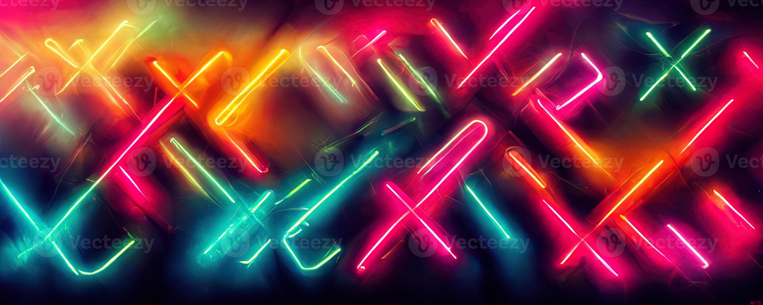 illustration of gaming background abstract, cyberpunk style of gamer wallpaper, neon glow light of sci-fi. Glowing iridescent neon lights for both light and dark backgrounds. photo