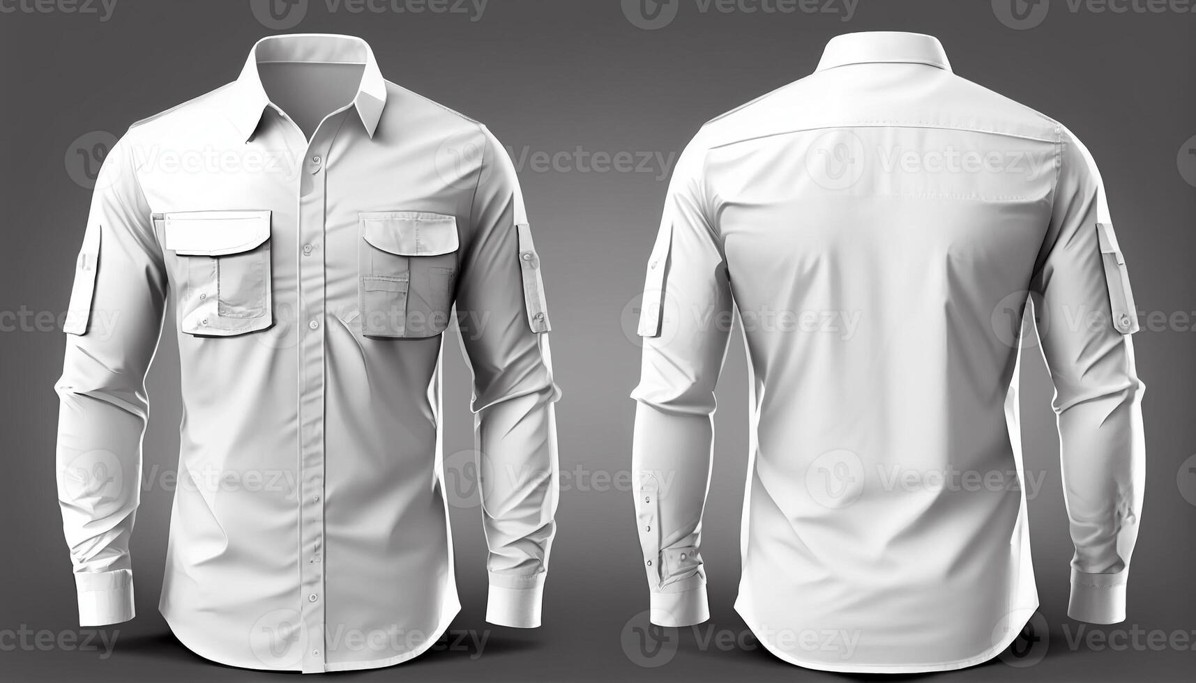 Cargo style shirt men for mockup, White color front and back, photo