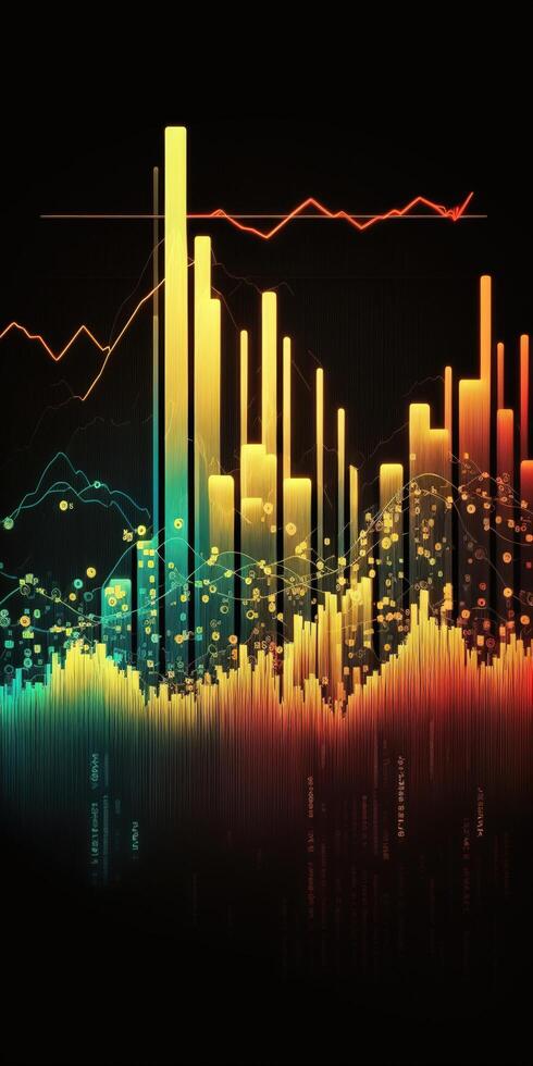 , stock market chart lines, financial graph on technology abstract background represent financial crisis, financial meltdown. Technology concept, trading market concept. photo