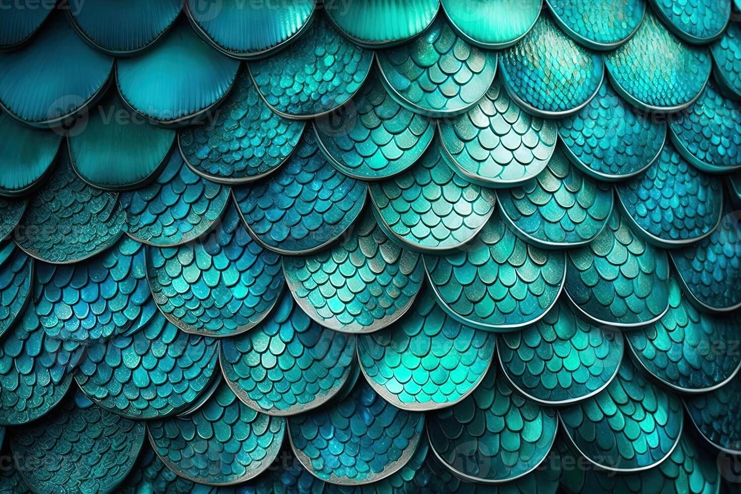 Dragon scales background - turquoise shining shells . Simple background made of dragon scale armor illustration . photo