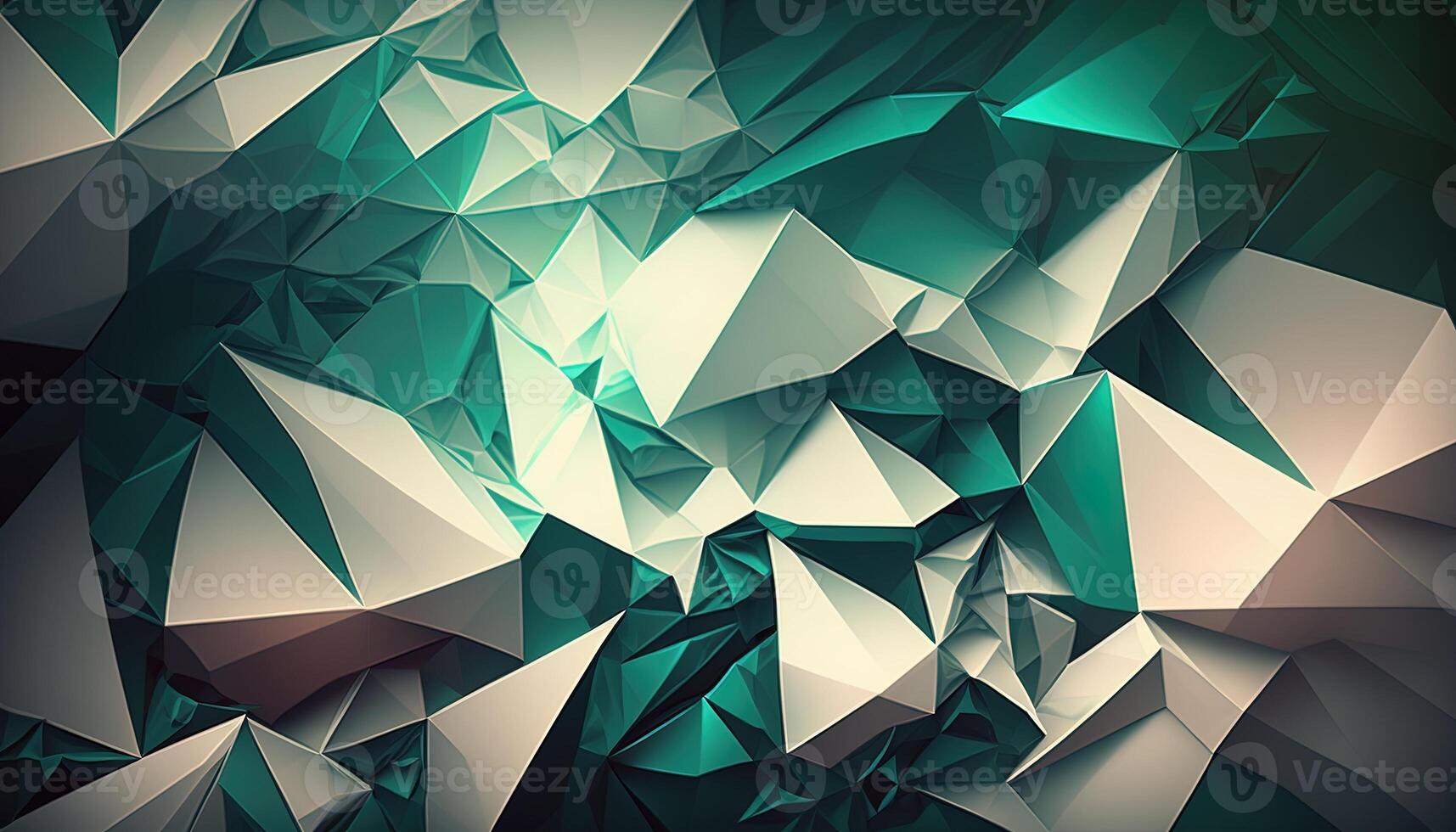 Polygonal high resolution pattern for background, white and teal and green flares. Abstract hexagonal polygonal low poly triangular high resolution futuristic green energetic background photo