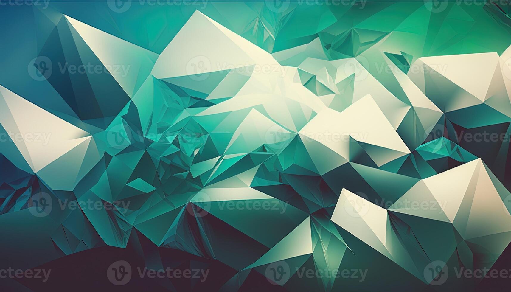 Polygonal high resolution pattern for background, white and teal and green flares. Abstract hexagonal polygonal low poly triangular high resolution futuristic green energetic background photo