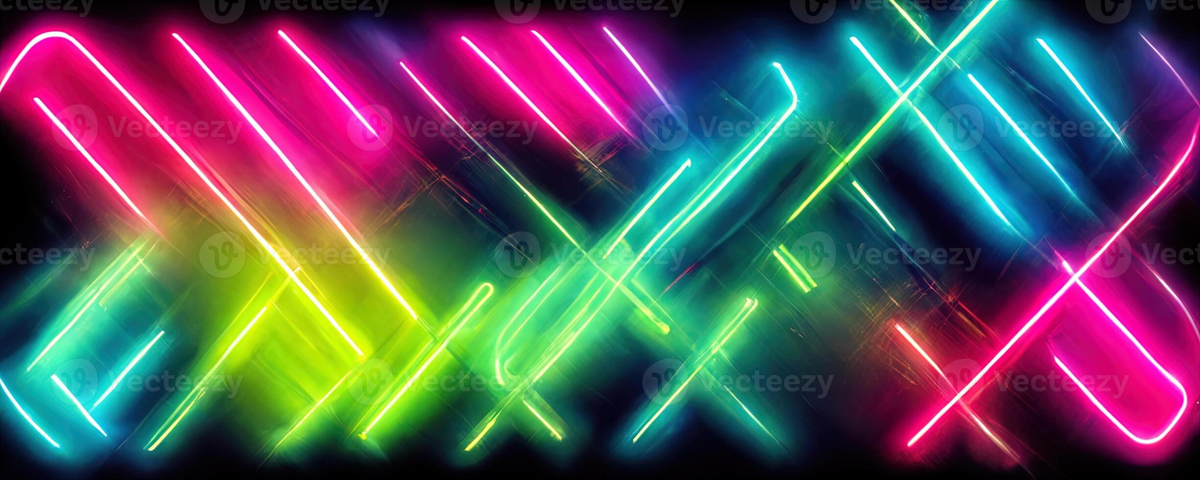 illustration of gaming background abstract, cyberpunk style of gamer wallpaper, neon glow light of sci-fi. Glowing iridescent neon lights for both light and dark backgrounds. photo