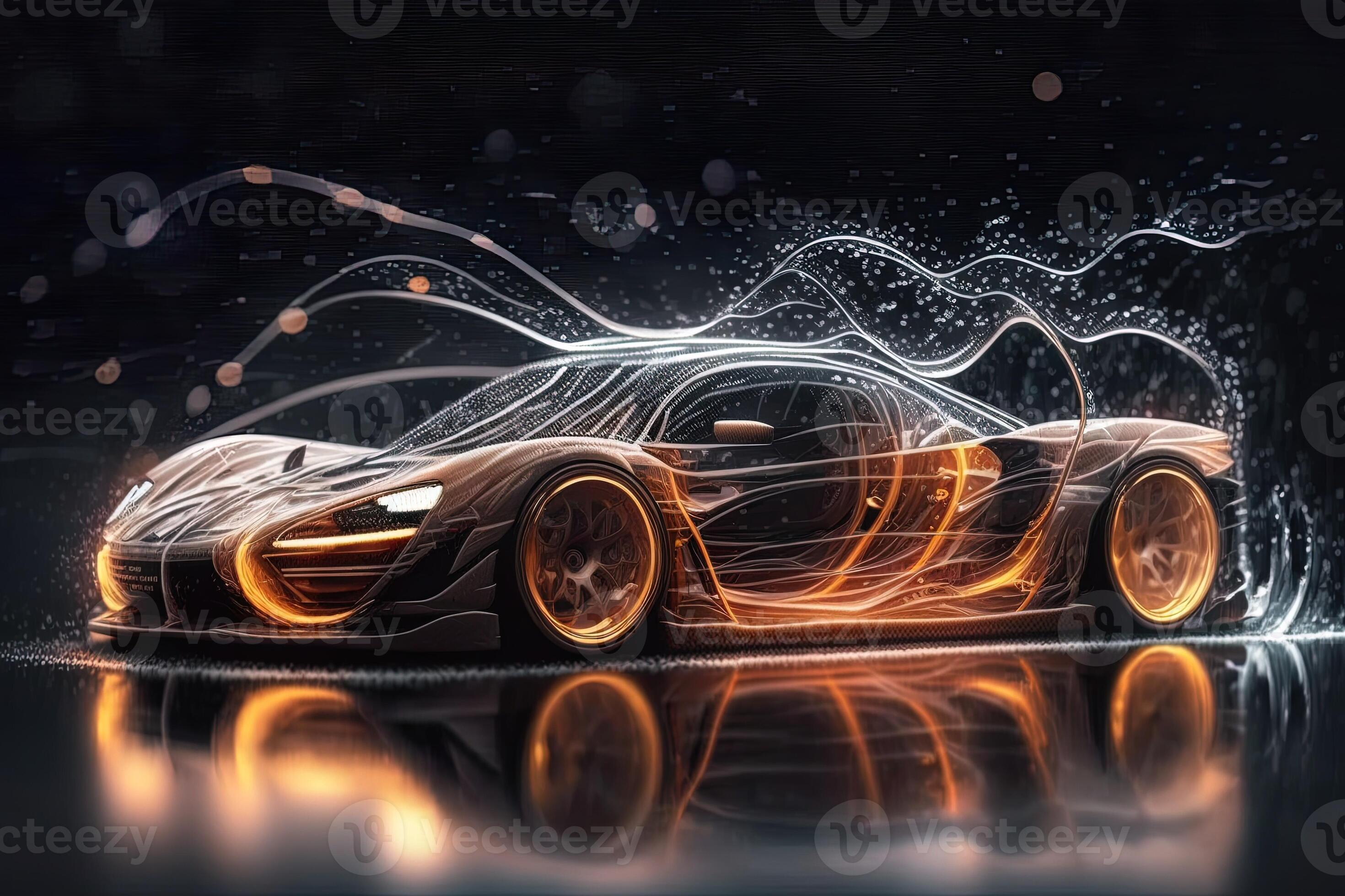 hiper coche neón antecedentes generado ai. línea de corriente prueba