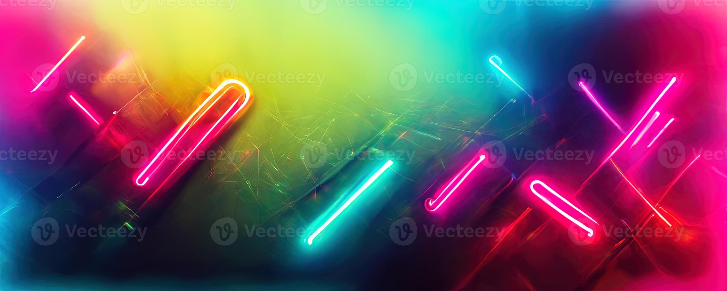 illustration of gaming background abstract, cyberpunk style of gamer wallpaper, neon glow light of sci-fi. Glowing iridescent neon lights for both light and dark backgrounds. photo