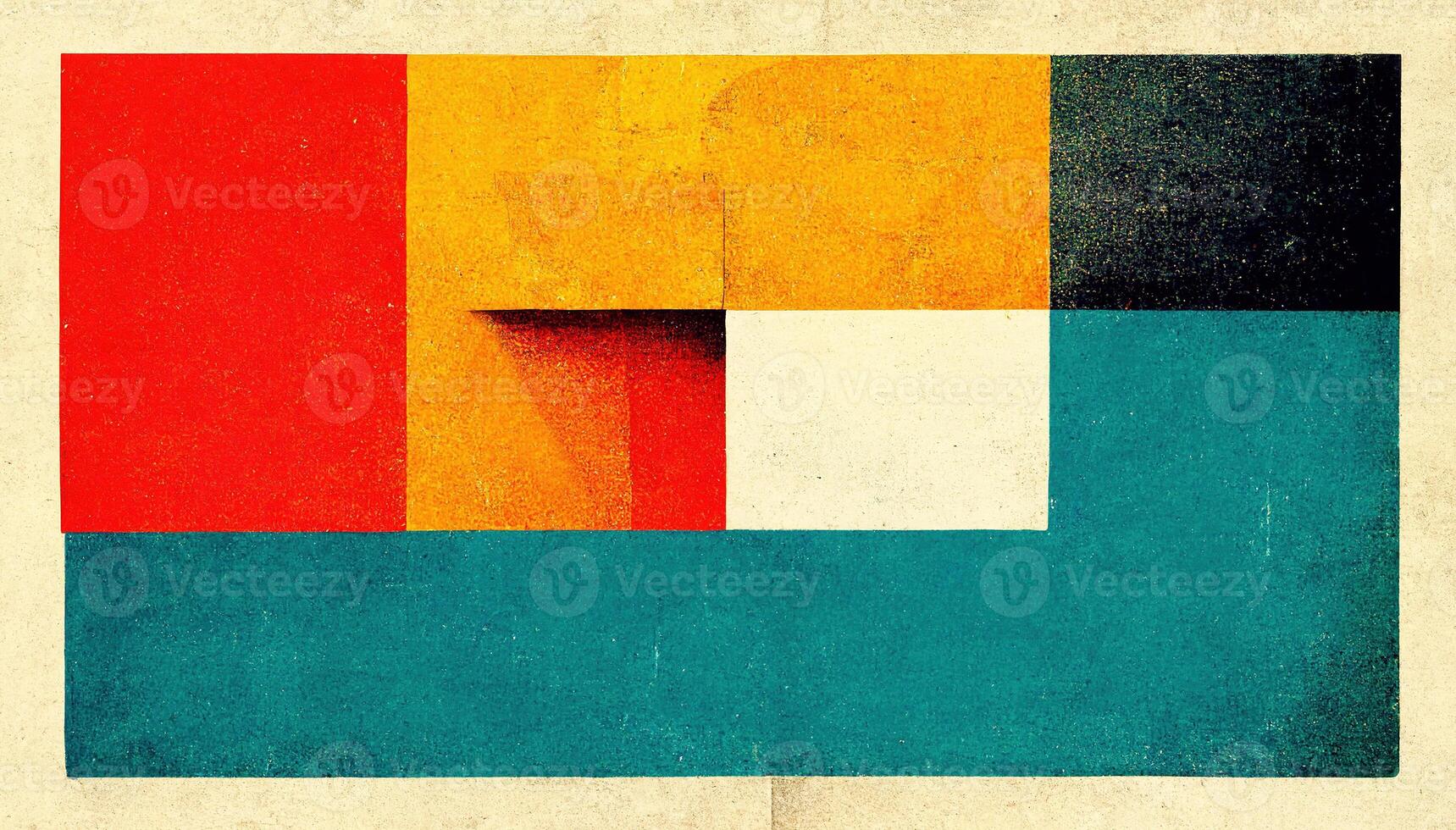 , abstract Bauhaus style background with grainy paper texture. Trendy contemporary minimal 20s geometric design. Digital art. photo