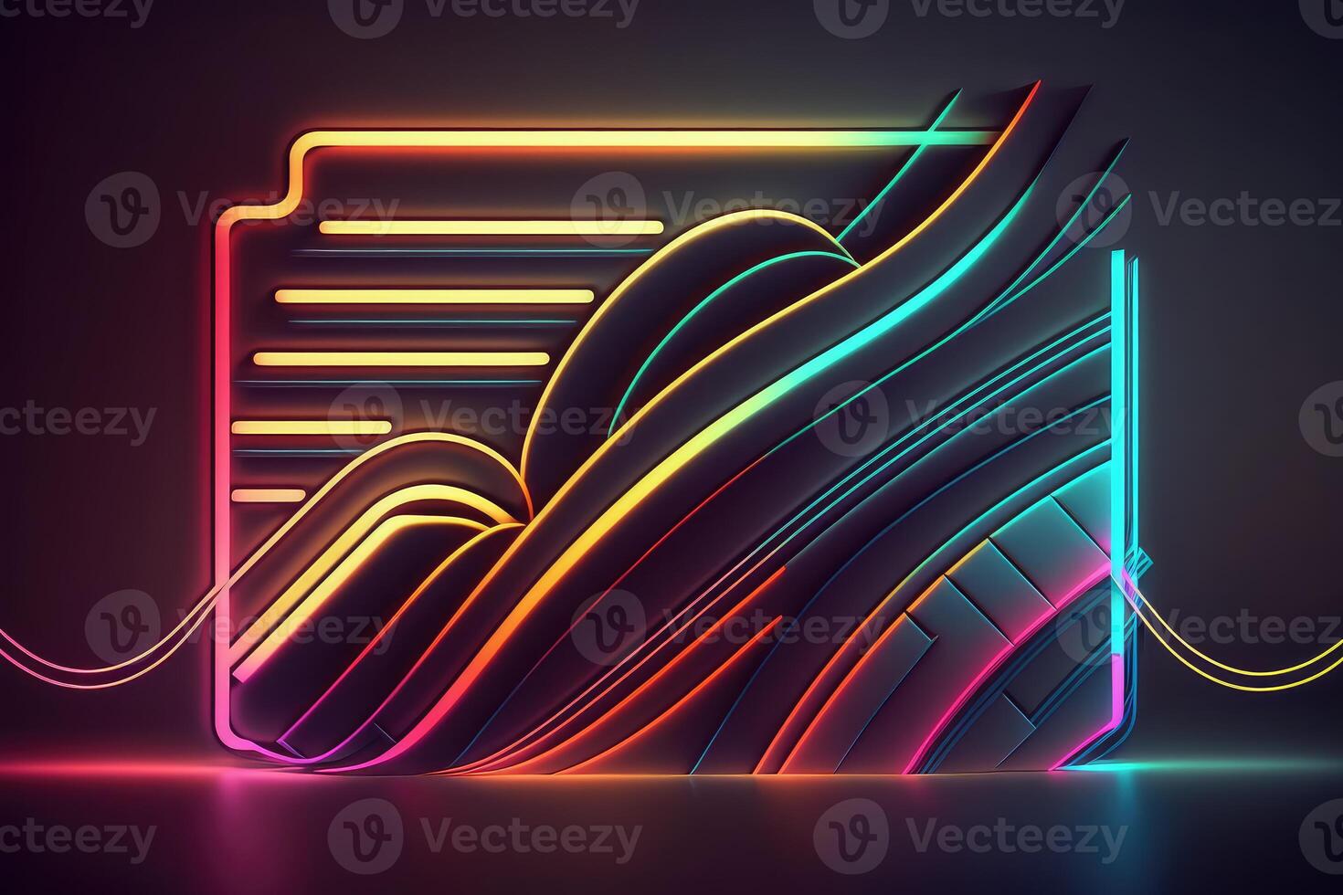 Colorful laser neon linear frame. photo