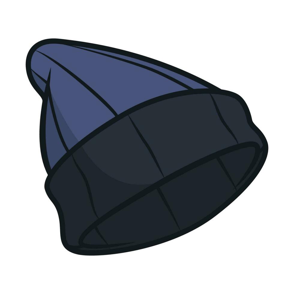 Blue Beanie Hat for Winter. New Year Icon Vector Illustration