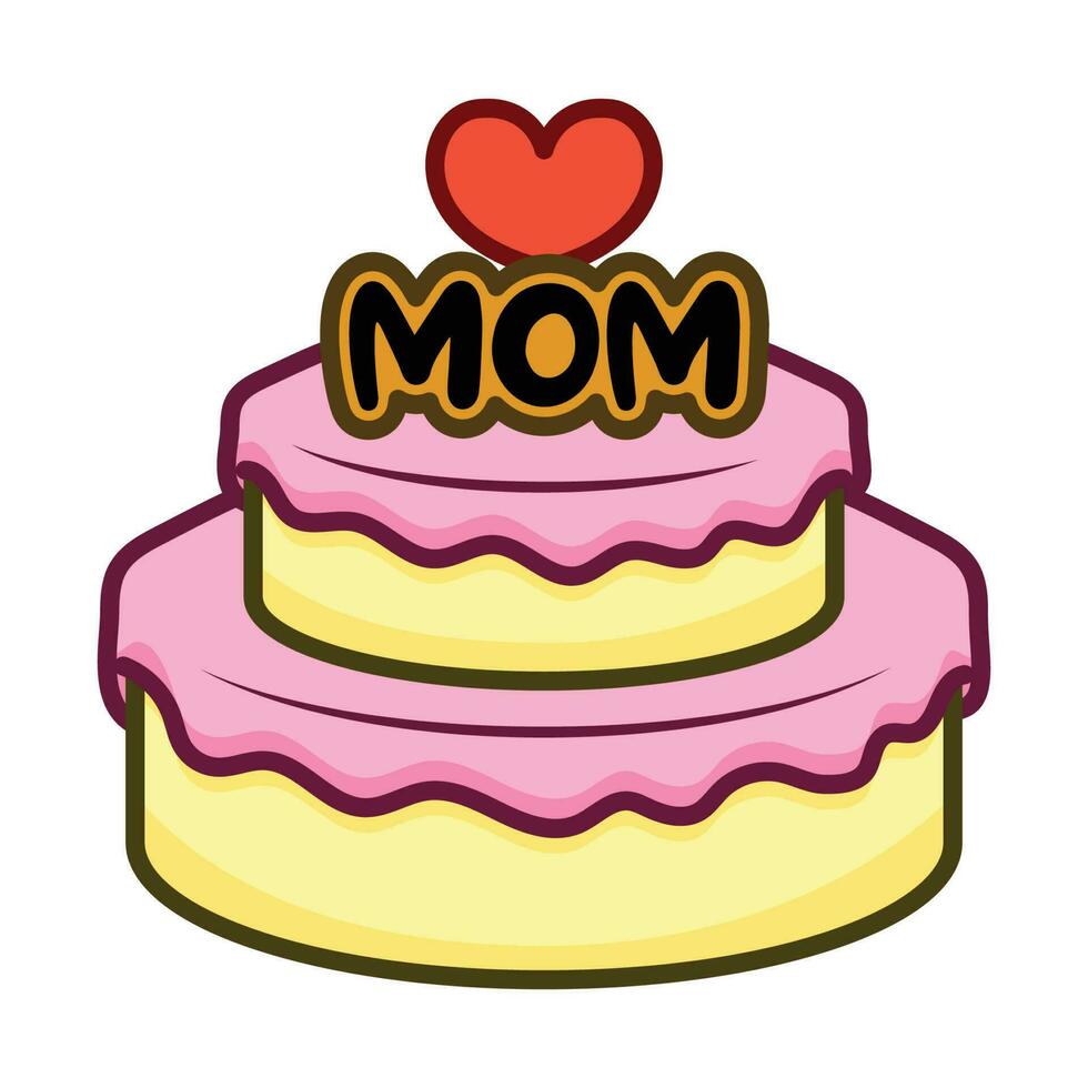 Mothers Day Creamy Cake. Mothers Day Icon Vector Illustration