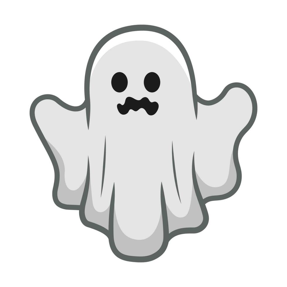 White Spooky Ghost Costume. Halloween Icon Vector Illustration