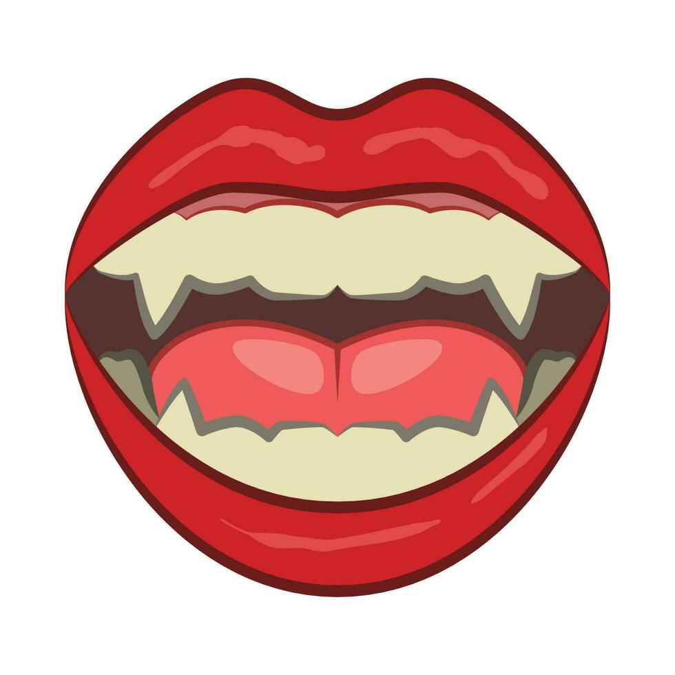 Scary Dracula Plastic Teeth. Halloween Icon Vector Illustration