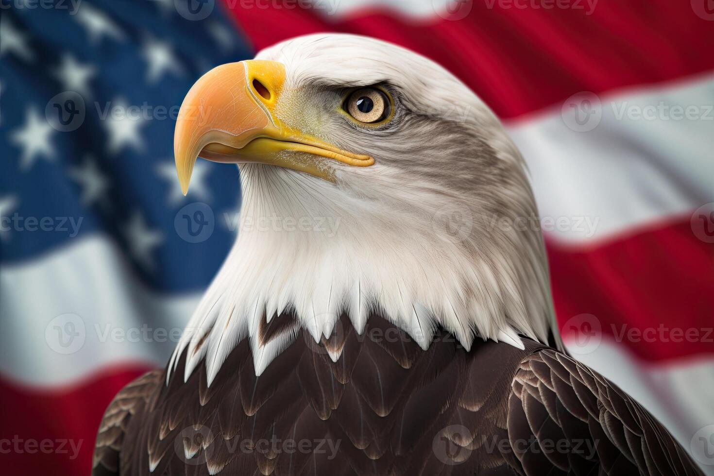 calvo águila con Estados Unidos bandera en el antecedentes. ai generativo foto