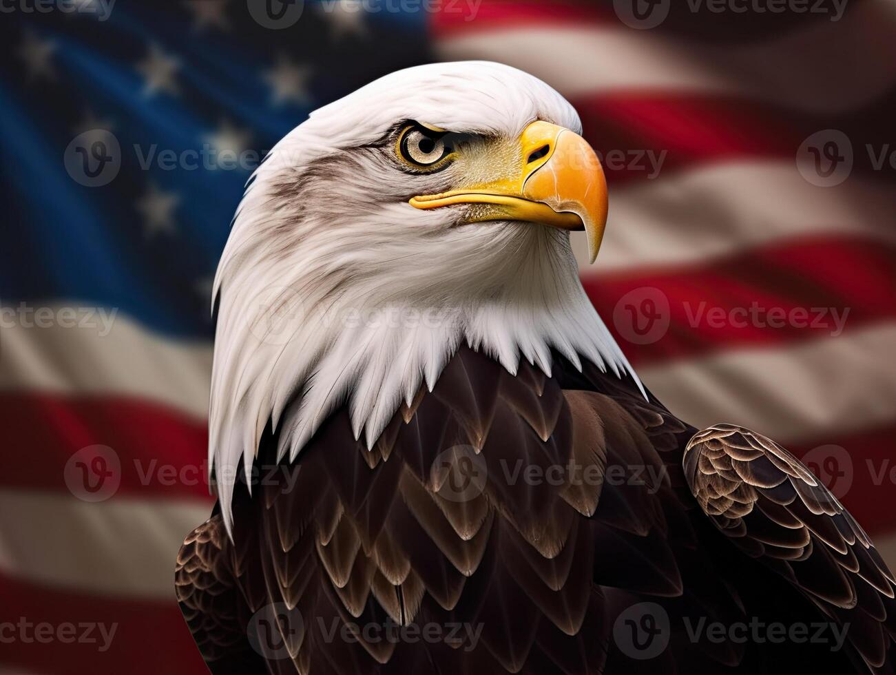 calvo águila con Estados Unidos bandera en el antecedentes. ai generativo foto