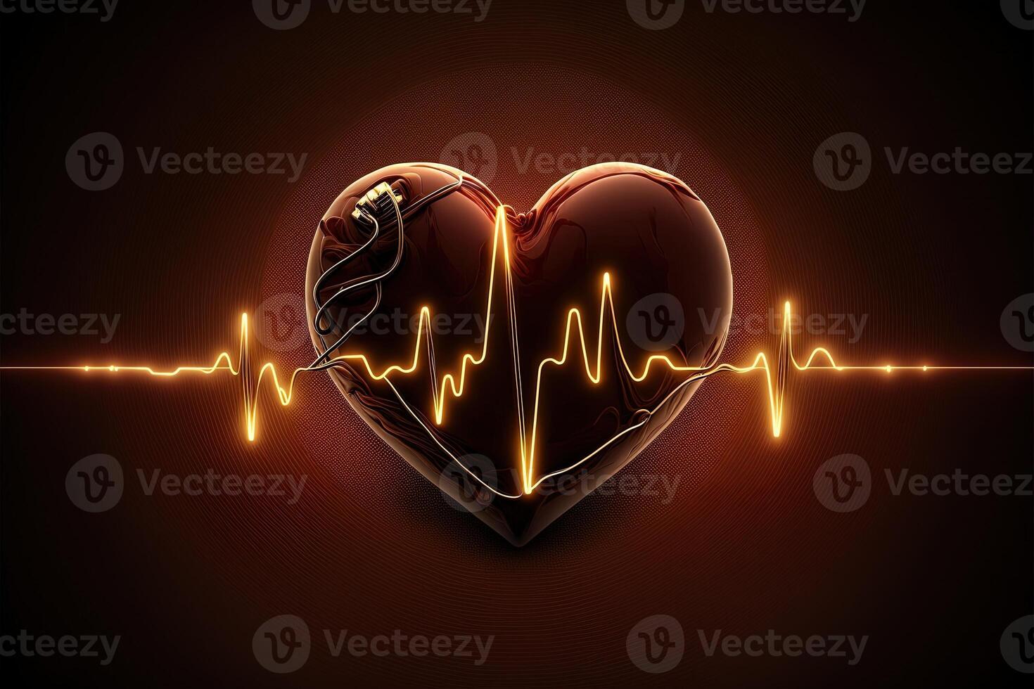Background with a heart with the heartbeat monitor line, Heart and heartbeat symbol. photo