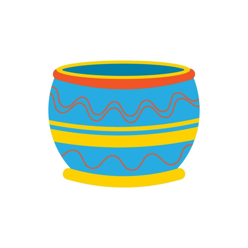 Pot, jug with ornaments. Ukrainian symbols. vector
