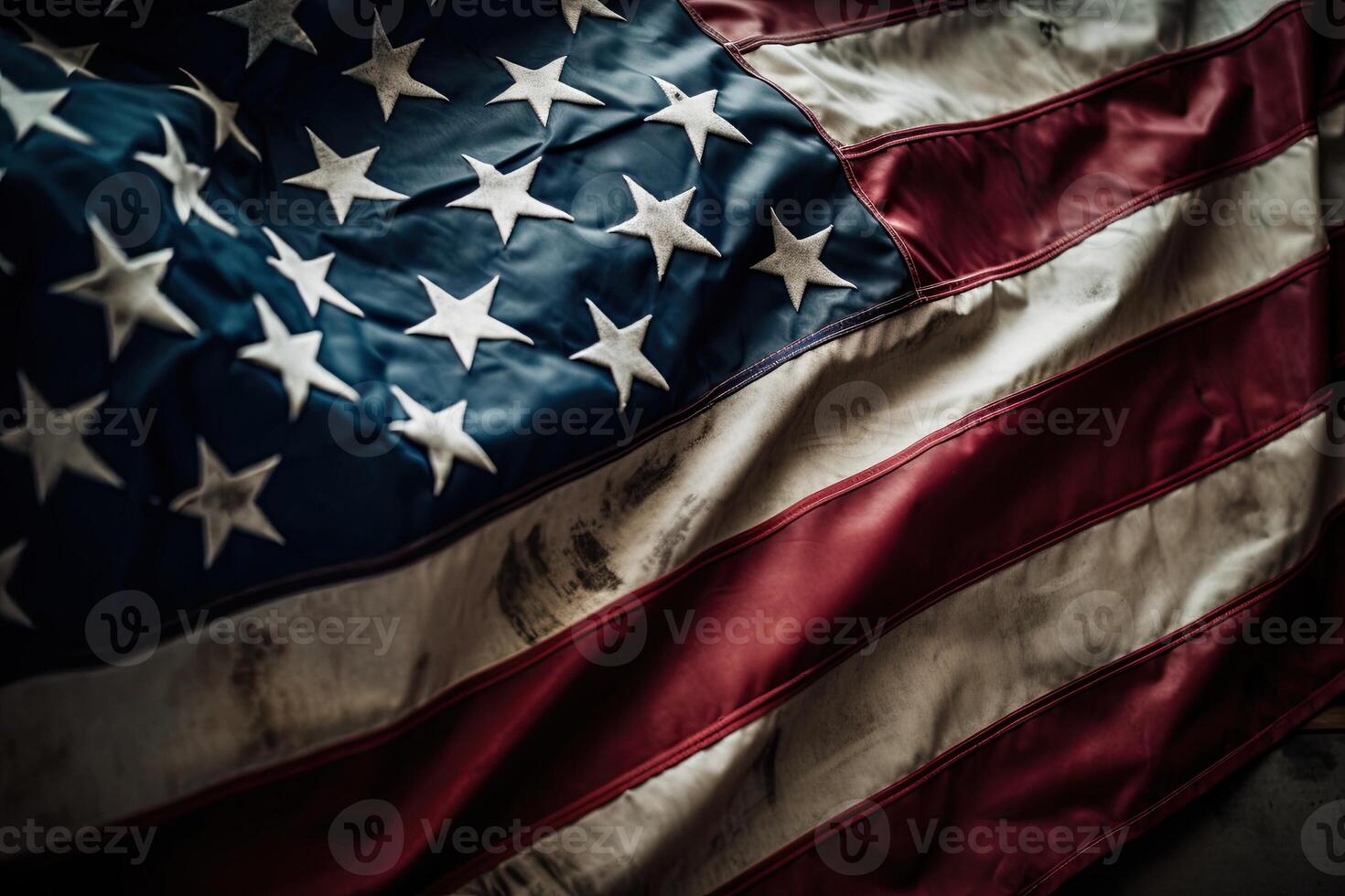 Closeup of grunge United States of American flag background. photo