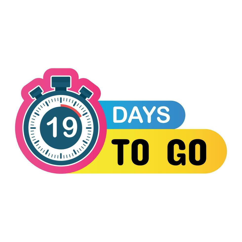 19 Days to go, Countdown timer, Clock icon 23489388 Vector Art at Vecteezy