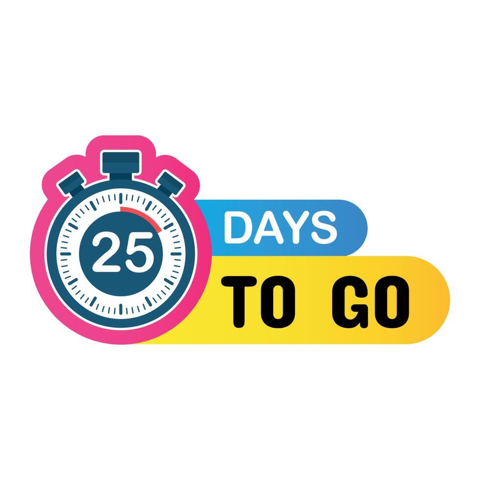 25 Days to go, Countdown timer, Clock icon 23489393 Vector Art at Vecteezy