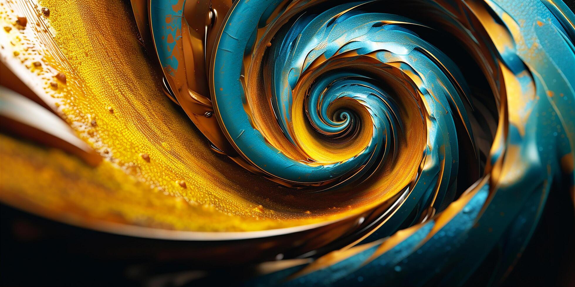 Abstract Background of spiral waves golden bright colors and overlapping. Made by photo