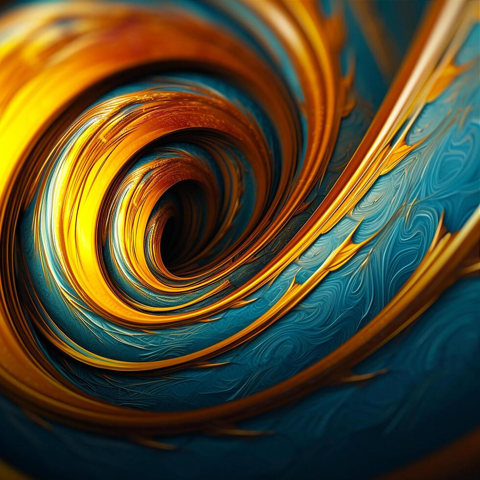 Abstract Background of spiral waves golden bright colors and overlapping. Made by photo