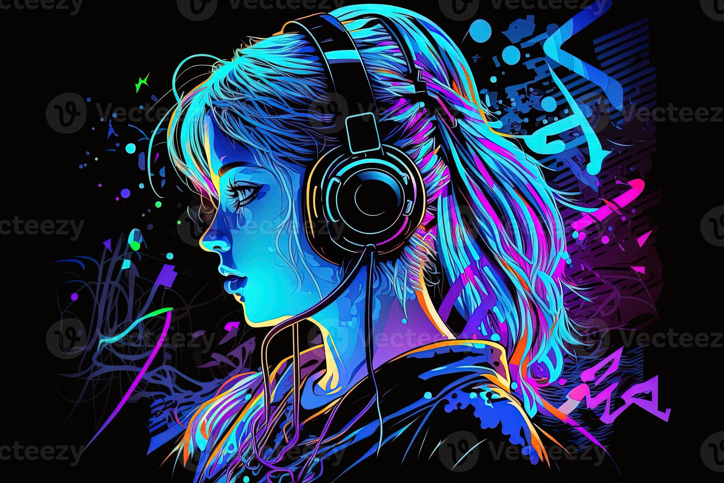 Anime Girl With Headphones Drinking Anime Headphones Wallpaper  फट शयर