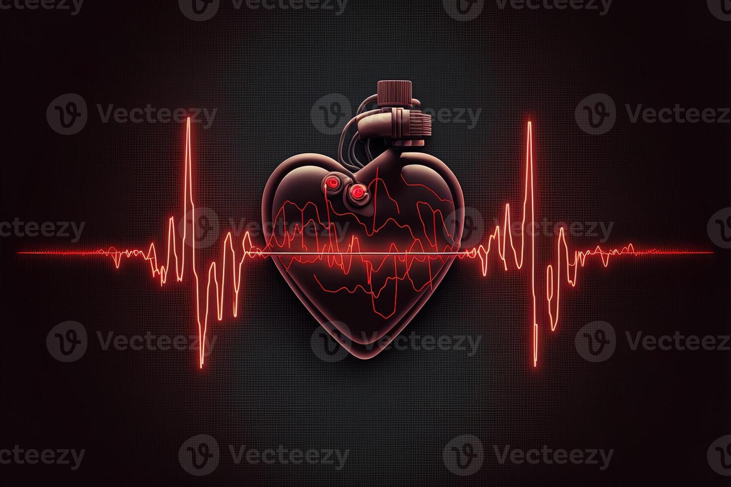Background with a heart with the heartbeat monitor line, Heart and heartbeat symbol. photo