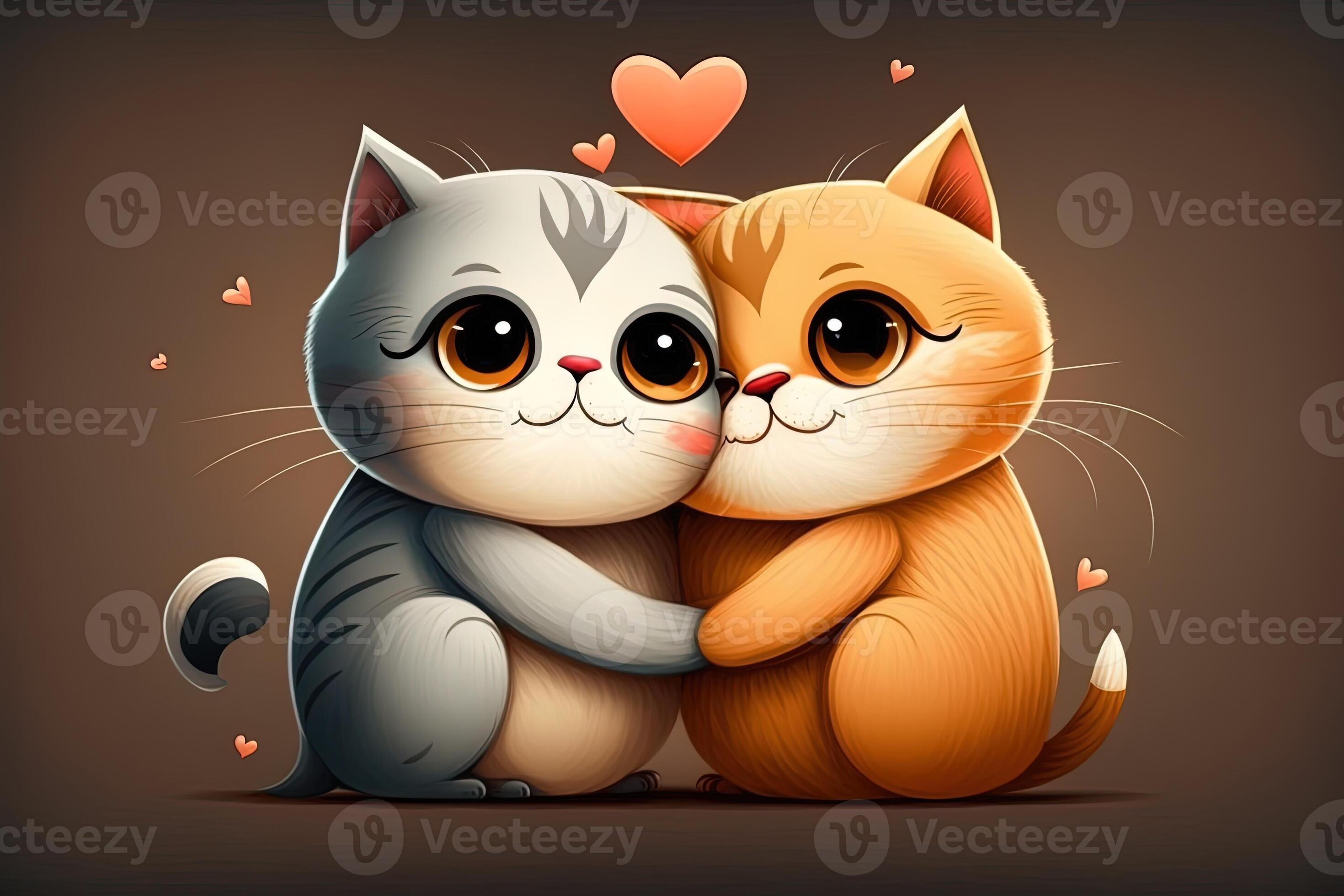 The Cats are Kissing. Icon for the Day of Lovers Stock